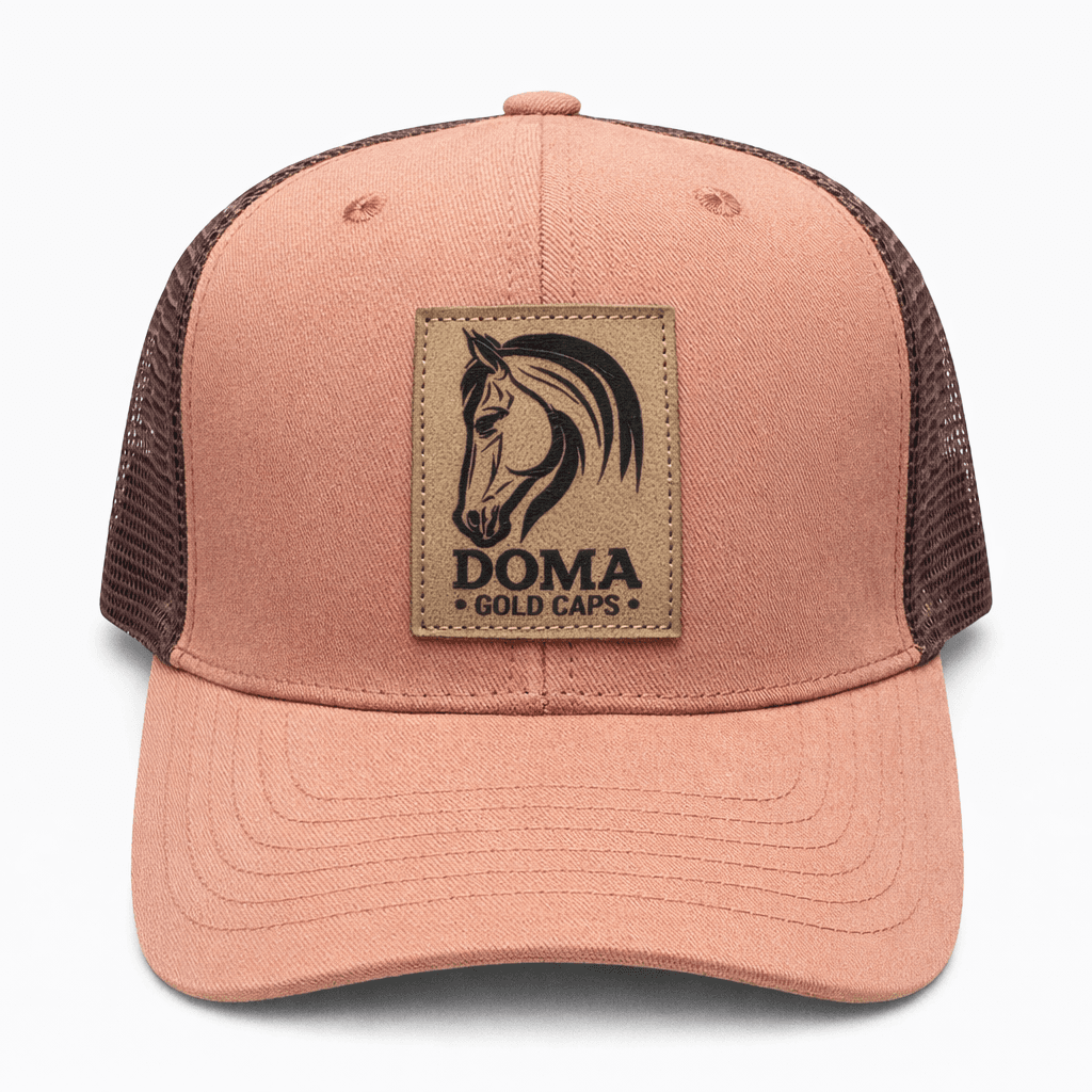 Gorra Trucker Terracota con Parche en Cuero Pirograbado Doma